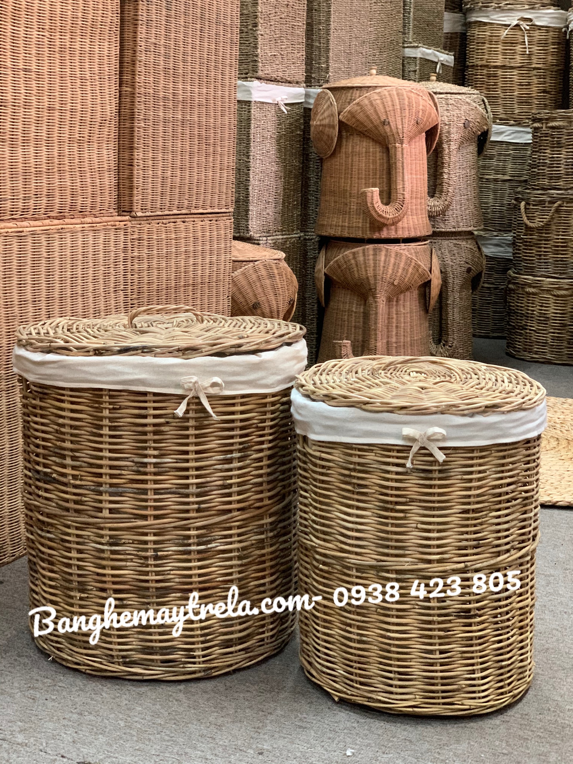 Giỏ tròn mây tre đan tự nhiên